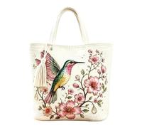 Crochet Tote Bag Hummingbird Flower Pattern Casual Shoulder Tote