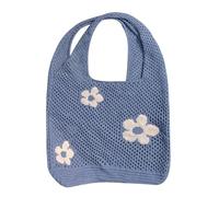 Crochet Tote Bag - Mesh Beach Bag | Floral Pattern Crocheted Mesh Tote Bag Multipurpose Reusable Aesthetic Portable Summer Beach Pouch Ideal for L, Blue, Se référer à la description