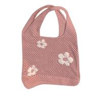 Crochet Tote Bag - Mesh Beach Bag | Floral Pattern Crocheted Mesh Tote Bag Multipurpose Reusable Aesthetic Portable Summer Beach Pouch Ideal for L, Pink, Se référer à la description