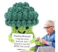 Crochet Toy - Motivating Broccoli - Funny and Cute Office Decor, Inspirational Broccoli Toy for Teachers, Students, University, Home, Birthday, Graduation and