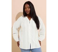 Yours Curve Crochet Trim Pleated Blouse - Women's - Plus Size Curve White