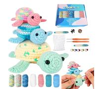 Crochet Turtle Kit, Three Piece Set, Step by Step Video Tutorial, DIY Complete Kit, Creative Learning Project for Children Adults Hobbists, Home Classroom Study Project