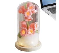 Crochet Valley Lily Lamp, Valley Lily Night Light | LED Table Lamp for Bedroom,Glass Flower Lampshade, Artificial Flower Lamp for Living Room