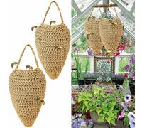 Crochet Wasp Nest Decoys for Outdoor Hanging, 2 Pack Fake Wasp Nests Deterrent for Wasps Hornets Yellow Jackets for Patio Garden Yard Eaves Uses-Beige