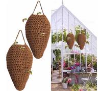 Crochet Wasp Nest Decoys for Outdoor Hanging, 2 Pack Fake Wasp Nests Deterrent for Wasps Hornets Yellow Jackets for Patio Garden Yard Eaves Uses-Brown