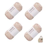 Crochet Wool, Pack of 4 Cotton for Crocheting, Simple Yarn, Crochet Yarn for Beginners, Textile Yarn for Crochet, Cotton Nylon Yarn, Crochet Yarn Cotton, for Clothes, Blankets, Bags, Dolls - Beige