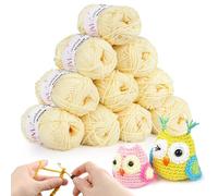 Crochet Yarn 10Pcs x 25g Yellow Knitting Cotton Yarn Wool for Crochet Kits for Beginners Adults Yarn for Crochet Knitting and Crafts-Baby Yellow