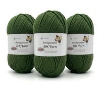 Crochet Yarn 3x100g Cotton DK Yarn 60% Cotton 40% Acrylic Knitting Wool Crochet Kits with Accessories, Double Knitting Wool for Beginners, Ideal for Baby Crafts Large Projects（Green-1
