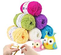 Crochet Yarn 6 Colors x 25g Yarn for Crochet Wool Knitting Coloured Acrylic Yarn Crochet Kits for Beginners Adults Wool for Crochet and Crafts