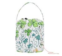 Crochet Yarn Bag St. Patrick's Day Lucky Clover Green Yarn Carrier Bag with Holes Yarn Tote for Knitting Kit Knitting Crochet
