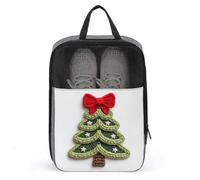 Crochet Yarn Christmas Tree Shoe Bag for Travel Daily Use Anti-dust Storage Carrier Golf Shoe Pouch