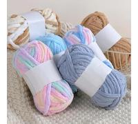 Crochet Yarn,Chunky Yarn 2PCS 50g Thick Velvet Yarn Handmade DIY Knitting Wool Line Baby Scarf Hat Soft Chenille Knit WOL Crochet(08 Black)