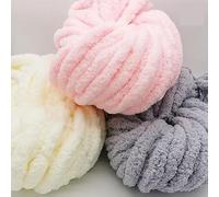 Crochet Yarn,Chunky Yarn DIY Colorful Thick Yarn Rainbow Chenille Thread Blanket Cushion Knitting Crochet 250g Hand-Woven Super Ice Li(Chiffon Cake)
