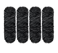 Crochet Yarn Chunky Yarn for Crochet Chunky Wool for Knitting 100g Balls x 4 Chenille Yarn Wool for Crochet Kits for Beginners Adults for Handmade Crafts Hats Blankets Scarves(Black, 4pcs-400g)