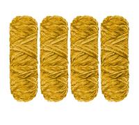 Crochet Yarn Chunky Yarn for Crochet Chunky Wool for Knitting 100g Balls x 4 Chenille Yarn Wool for Crochet Kits for Beginners Adults for Handmade Crafts Hats Blankets Scarves(Golden, 4pcs-400g)