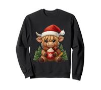 Crochet Yarn Cute Christmas Highland Cow Santa Hat Farm Sweatshirt
