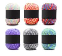 Crochet Yarn for Beginners, 6 Pieces Colour Acrylic Wool for Crocheting, Crochet Yarn, 50 g Hand Knitting Yarn, Cotton Yarn, Soft Multicoloured Yarn Set for Knitting, Crochet and DIY Crafts, 6 Mixed