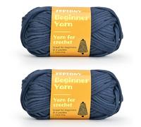 Crochet Yarn for Beginners, Chunky Cotton Yarn for Crochet and Knitting, Thick Amigurumi Yarn with Easy to See Stitches for Beginners Crochet Kit, Crochet Accessories, 2 x 50g/80m, Denim Blue