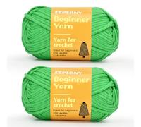 Crochet Yarn for Beginners, Chunky Cotton Yarn for Crochet and Knitting, Thick Amigurumi Yarn with Easy to See Stitches for Beginners Crochet Kit, Crochet Accessories, 2 x 50g/80m, Christmas Green