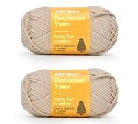 Crochet Yarn for Beginners, Chunky Cotton Yarn for Crochet and Knitting, Thick Amigurumi Yarn with Easy to See Stitches for Beginners Crochet Kit, Crochet Accessories, 2 x 50g/80m, Beige