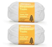 Crochet Yarn for Beginners, Chunky Cotton Yarn for Crochet and Knitting, Thick Amigurumi Yarn with Easy to See Stitches for Beginners Crochet Kit, Crochet Accessories, 2 x 50g/80m, White