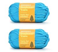 Crochet Yarn for Beginners, Chunky Cotton Yarn for Crochet and Knitting, Thick Amigurumi Yarn with Easy to See Stitches for Beginners Crochet Kit, Crochet Accessories, 2 x 50g/80m, Lake Blue