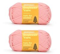 Crochet Yarn for Beginners, Chunky Cotton Yarn for Crochet and Knitting, Thick Amigurumi Yarn with Easy to See Stitches for Beginners Crochet Kit, Crochet Accessories, 2 x 50g/80m, Pink