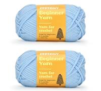 Crochet Yarn for Beginners, Chunky Cotton Yarn for Crochet and Knitting, Thick Amigurumi Yarn with Easy to See Stitches for Beginners Crochet Kit, Crochet Accessories, 2 x 50g/80m, Light Blue