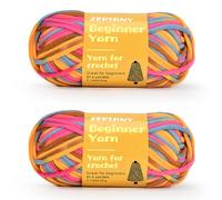 Crochet Yarn for Beginners, Chunky Cotton Yarn for Crochet and Knitting, Thick Amigurumi Yarn with Easy to See Stitches for Beginners Crochet Kit, Crochet Accessories, 2 x 50g/80m, Rainbow 2