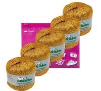 Crochet yarn glitter yarn knitting yarn metallised crochet yarn Madeira Nora 5 x 25 g colour 320 old gold