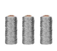 Crochet Yarn Knitting 1mm Gold Thread Gift Wrapping String for DIY Decorations Christmas Metallic Cord Rope for Weddings and Handcraft Decor(Silver-3PCS)