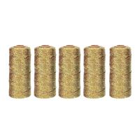 Crochet Yarn Knitting 1mm Gold Thread Gift Wrapping String for DIY Decorations Christmas Metallic Cord Rope for Weddings and Handcraft Decor(Gold-5PCS)