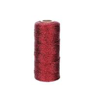 Crochet Yarn Knitting 1mm Gold Thread Gift Wrapping String for DIY Decorations Christmas Metallic Cord Rope for Weddings and Handcraft Decor(Red-1PC)