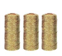 Crochet Yarn Knitting 1mm Gold Thread Gift Wrapping String for DIY Decorations Christmas Metallic Cord Rope for Weddings and Handcraft Decor(Gold-3PCS)