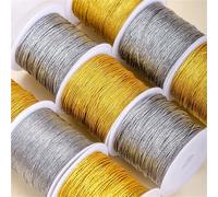 Crochet Yarn Knitting 1PCS 0.2-1MM Metallic Ornament String Silver Gold Color Cord Jewelry Thread for Christmas Tree Hanging Crafts Making Gift Decoratiion(0.6MM Silver 35m)