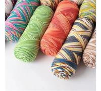 Crochet Yarn Knitting 2 PCs Colorful 5-Strand Dyed Milk Cotton Baby Sweater Yarn Self Woven Scarf Medium Thick Handmade DIY Crochet Material Bag(13)