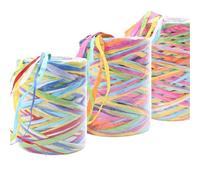 Crochet Yarn Knitting 262 Feet Raffia Paper Ribbon 6 Colored PackingPaper String Perfect for Gift Wrapping, Festival Gifts, Party Decoration(3 roll Mix)