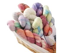 Crochet Yarn Knitting 3PCS 300g Set Gradient Hand-Dyed Wool Blend Yarn for DIY Knitting Scarves Sweaters 270Meter/Roll Rainbow Magic Ball(Color 7 (3PCS) A)
