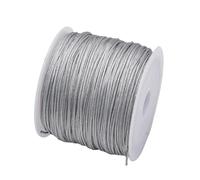 Crochet Yarn Knitting 50Yds 0.8mm Crafts Nylon Cord for Jewelry Making Beading Braided Satin String for Bracelets Rattail Trim Chinese Knot(Gray)