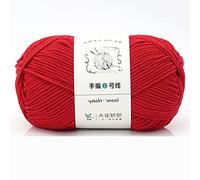 Crochet Yarn Milk Cotton Wool Thread,Smooth Soft Baby Milk Thick Hand-Knit Yarn for Crocheting Knitting,11 Different Color,100g/Roll-Red-2 Rolls