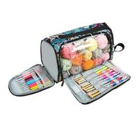 Crochet Yarn Organizer - Heavy Duty Nylon, Waterproof Carry Design, Large Storage Capacity, Two Way Zipper | Perfect Portable Knitting Bag for Yarn Balls Needles Crochet Tools Accessories