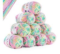 Crochet Yarn Set Acrylic Yarn Knitting Wool 10 x 25g 5-Ply Each for Crochet Project DIY Crafts Blanket Socks Dolls for Beginners Adults-Pink