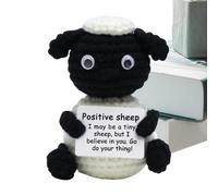 Crocheted Animals,Positive Crochet Sheep Doll with Uplifting Card | Cute Table Centerpieces for Living Room Bedroom Office Desk Bookshelves Window Christmas Birthday Friends