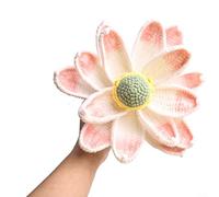 Crocheted Artificial Lotus Flower and Leaf Using Milk Cotton, Handwoven for Indoor Decorating on Coffee Tables, Bookshelves, and More (Lotus)