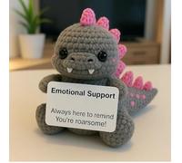 Crocheted Emotional Support Doll, Positive Affirmation Crochet Dinosaur, Small Funny Encouragement Gift for Women, Friends, Students, Coworkers, Or College Graduation (B)