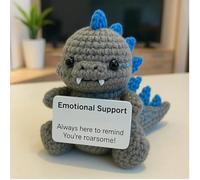 Crocheted Emotional Support Doll, Positive Affirmation Crochet Dinosaur, Small Funny Encouragement Gift for Women, Friends, Students, Coworkers, Or College Graduation (A.)