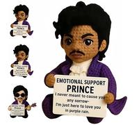 Crocheted Emotional Support Doll, Positive Affirmation Emotional Support Prince Doll, Emotional Support Softball, Small Funny Encouragement Gift for Graduation (Black)
