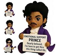 Crocheted Emotional Support Doll, Positive Affirmation Emotional Support Prince Doll, Emotional Support Softball, Small Funny Encouragement Gift for Graduation (Purple)