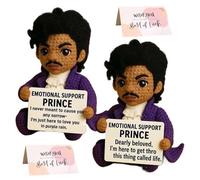 Crocheted Emotional Support Dolls, Positive Affirmation Crochet Prince, Small Funny Cute Encouragement Gifts for Women, Friends, Students, Coworkers, Colleges Graduation(A+b)