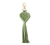 Crocheted Keychain Handwoven Heart Tassels Holder with Metal Lobster Claws Clip for Backpacks Wallets Purses Charm Cotton Keyring
